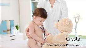  Presentation with baby toy - PPT theme with cute little baby playing background and a lemonade colored foreground