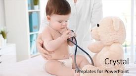  Presentation with baby doctor - PPT theme with cute little baby playing background and a lemonade colored foreground