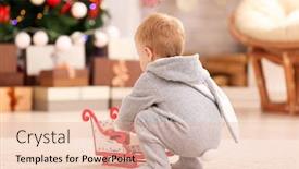  Presentation with baby christmas - Audience pleasing presentation theme consisting of happy holidays back postcard - cute little baby playing backdrop and a lemonade colored foreground