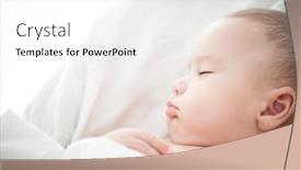  Presentation with baby sleeping - Amazing PPT theme having cute little baby sleeping backdrop and a white colored foreground