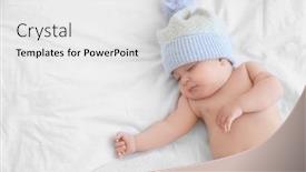  Presentation with sleeping baby - Cool new slide set with cute little baby sleeping on bed at home backdrop and a white colored foreground