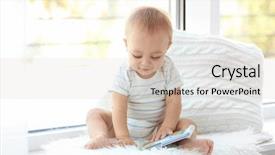  Presentation with baby book - PPT layouts with cute little baby with book background and a lemonade colored foreground