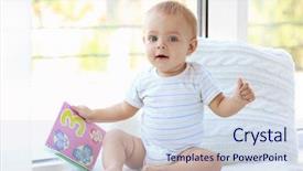  Presentation with baby book - Theme having cute little baby with book background and a sky blue colored foreground