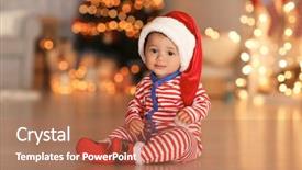  Presentation with baby christmas - Cool new slide deck with cute little baby with santa backdrop and a coral colored foreground