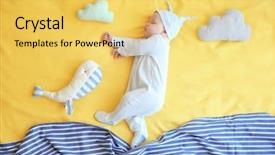  Presentation with sleeping baby - Presentation theme having cute little baby with toys background and a yellow colored foreground