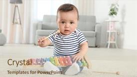  Presentation with cute baby - Slide deck with cute little baby with xylophone background and a soft green colored foreground