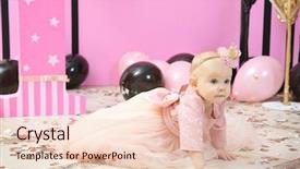  Presentation with cute birthday - Audience pleasing PPT theme consisting of cute little birthday girl in room decorated for party backdrop and a lemonade colored foreground