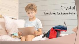  Presentation with digital books - Beautiful theme featuring cute-little-blond-schoolboy backdrop and a soft green colored foreground