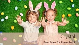  Presentation with colorful hands - Audience pleasing PPT theme consisting of cute-little-boy-and-girl backdrop and a lemonade colored foreground