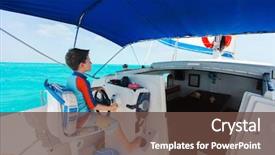  Presentation with sail - Slide deck with cute little boy at sail boat wheel background and a tawny brown colored foreground