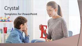  Presentation with cute - Slide deck enhanced with cute little boy at speech background and a white colored foreground