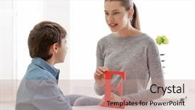  Presentation with cute - Slide deck enhanced with cute little boy at speech background and a coral colored foreground