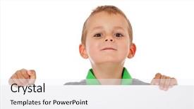  Presentation with blank - Slide set featuring cute-little-boy-behind-blank background and a white colored foreground