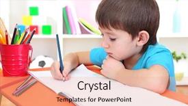  Presentation with album - Presentation consisting of cute little boy drawing in his album background and a coral colored foreground