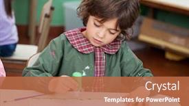  Presentation with bing clip art for birthdays - Presentation design having cute little boy drawing at desk in art class background and a red colored foreground