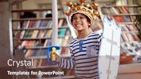  Presentation with family photo - PPT theme featuring cute-little-boy-dressed background and a tawny brown colored foreground