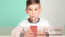  Presentation with juice - Theme enhanced with cute-little-boy-drinking-juice background and a coral colored foreground