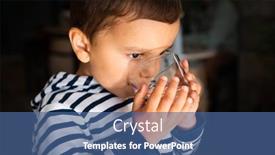  Presentation with drinking glass - Cool new slides with cute-little-boy-drinking-water backdrop and a ocean colored foreground