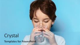  Presentation with child drinking water from glass - Beautiful PPT theme featuring cute little boy drinking water backdrop and a light blue colored foreground