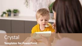  Presentation with eating - Theme enhanced with cute-little-boy-eating-tasty background and a coral colored foreground