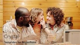  Presentation with intercultural - Presentation having cute-little-boy-embracing background and a coral colored foreground