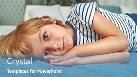  Presentation with falls - Presentation design having cute-little-boy-falls-asleep background and a teal colored foreground