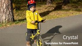  Presentation with balance - Beautiful PPT theme featuring cute-little-boy-in-casualwear backdrop and a tawny brown colored foreground