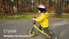  Presentation with balance - PPT theme enhanced with cute-little-boy-in-casualwear background and a violet colored foreground