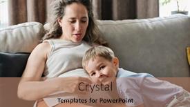  Presentation with pregnant mother - Presentation theme featuring cute-little-boy-in-casualwear background and a coral colored foreground