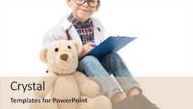  Presentation with cute nurse - Presentation theme featuring cute little boy in doctor background and a lemonade colored foreground