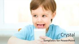  Presentation with tongue - Cool new presentation theme with cute little boy is dipping his tongue in the glass of milk backdrop and a light blue colored foreground