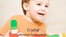  Presentation with building blocks - Amazing slide set having cute little boy is playing with building blocks backdrop and a coral colored foreground