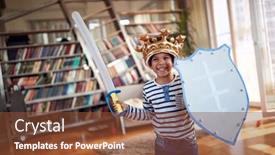  Presentation with family photo - Slide deck featuring cute-little-boy-is-posing background and a tawny brown colored foreground