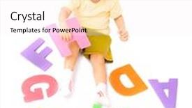  Presentation with white letters - Presentation theme consisting of cute little boy learning alphabet playing with letters isolated over white background and a white colored foreground