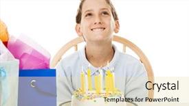  Presentation with birthday boy - Cool new PPT theme with cute little boy making his birthday wish backdrop and a lemonade colored foreground