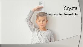  Presentation with height - Colorful presentation theme enhanced with cute little boy measuring height backdrop and a light gray colored foreground