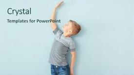  Presentation with height - Presentation design enhanced with cute little boy measuring height background and a sky blue colored foreground