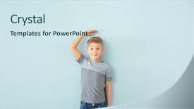  Presentation with height - Presentation theme with cute little boy measuring height background and a sky blue colored foreground