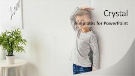  Presentation with height - Colorful presentation theme enhanced with cute little boy measuring height backdrop and a light gray colored foreground