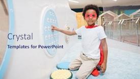  Presentation with african ethnicity - Presentation theme having cute-little-boy-of-african background and a sky blue colored foreground