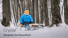  Presentation with forest winter - Slide set featuring cute-little-boy-on-sled background and a  colored foreground