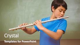  Presentation with flute - Beautiful theme featuring cute little boy playing flute backdrop and a tawny brown colored foreground