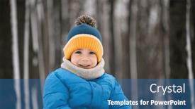  Presentation with winter forest - Slide deck having cute-little-boy-portrait background and a teal colored foreground