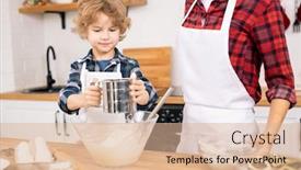  Presentation with mom - Colorful presentation design enhanced with cute-little-boy-sifting-flour backdrop and a coral colored foreground