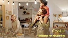  Presentation with dinner - Slide set consisting of cute-little-boy-sitting background and a tawny brown colored foreground
