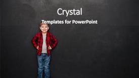 Presentation with chalkboard - PPT layouts with cute-little-boy-standing-over background and a dark gray colored foreground
