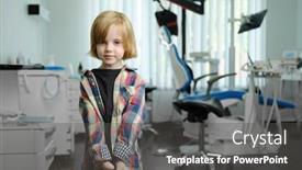 Presentation with pediatric dentistry - Presentation theme consisting of cute-little-boy-stands background and a dark gray colored foreground