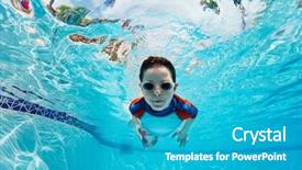  Presentation with swim boy - Audience pleasing presentation design consisting of swim sport - portrait of a cute little backdrop and a teal colored foreground