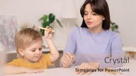  Presentation with crayon - Audience pleasing PPT layouts consisting of cute-little-boy-with-crayon backdrop and a coral colored foreground