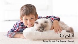  Presentation with cat - Theme having cute little boy with fluffy background and a lemonade colored foreground
